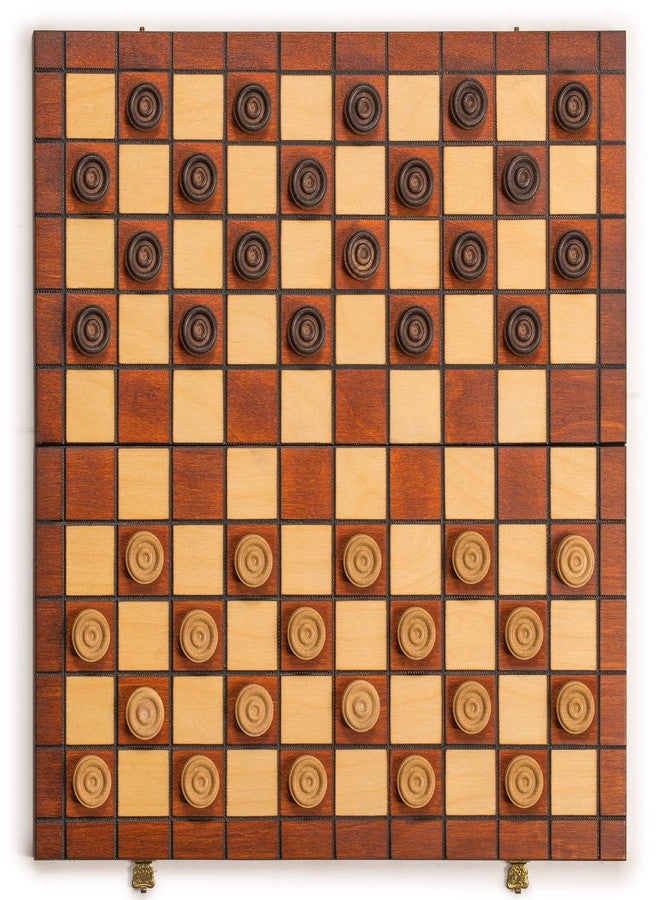 Wegiel Checkers Set in Folding Wooden Case - 100 Playing Field - 15-1/2'' - Image 2